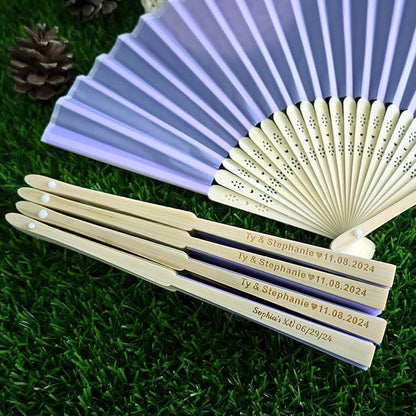 200 Pcs Personalized Purple Wedding Fans for Guests Bulk, Custom Hand Fans Decorative Folding Fans, Wooden Fans Party Favor Birthday Party Supplies Bridal Shower Gifts Baby Shower Favors