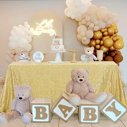 OQSQ Gold Sequin Tablecloth - 60x102 inch, Glitter Tablecloth, Sparkle Sequence Table Cover for Wedding,Birthday Party,Bridal Shower Decorations