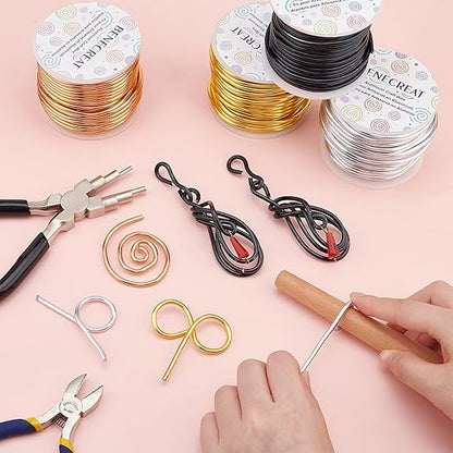 BENECREAT 9 Gauge Jewelry Craft Aluminum Wire 55 Feet Bendable Metal Sculpting Wire for Craft Floral Model Skeleton Making, Plant Gardening, Gold