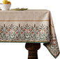 patdrea Designer French Light Brown Rectangular Table Cloth,Linen Floral Durable Breathable Extra Long Tablecloth,Decor for Kitchen Dining,Parties,Party,Christmas,Thanksgiving,63"x110"-Cudillero