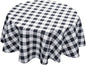 Biscaynebay Fabric Round Tablecloths 60", Black/Grey Scottish Plaid Table Cloth Small Circle Folding Table Covers Water Resistant for Dining, Kitchen, Wedding & Parties, etc
