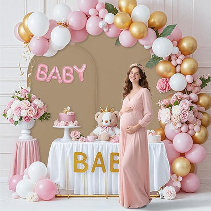 Wedding Arch Covers Arch Backdrop Cover Arch Stand Covers 7.2FT 6FT Set of 2 Arch Cover Spandex Fabric Stretchy Backdrop for Wedding Birthday Party Decoration Baby Shower (Khaki)