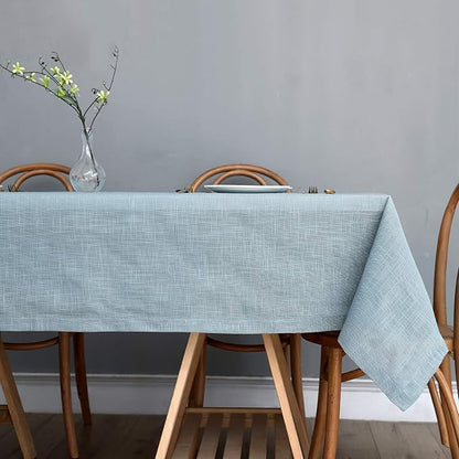 maxmill Lux Faux Linen Tablecloth with Slubby Yarn Textured Weaves Wrinkle Free Anti-Shrink Soft Table Cloth for Kitchen Dining Tabletop for Outdoor and Indoor Use Rectangle 60 x 84 Inch Slate Blue