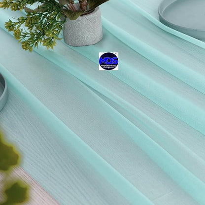 MDS 2 Pack 10ft Chiffon Table Runner 29 x 120 Inches Sheer Wedding Runner Romantic Rustic Table Runner for Wedding Decorations, Birthday Parties, Bridal Shower Party Arch Decor - Teal