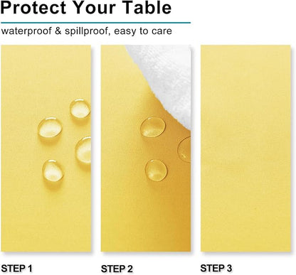 Hiasan Waterproof Tablecloth Rectangle - Washable Fabric Table Cloth for Dining Room Kitchen Birthday Party and Outdoor Use, Yellow, 54 x 108 Inch