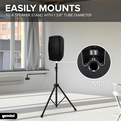 Gemini 8” 500W Bluetooth PA Speaker with TWS Link, USB/SD/FM, XLR/RCA/AUX Inputs, Mic & Guitar Channels, Compact Powered DJ Speaker for Gigs, Events & Easy Transport (AS-2108BT)