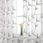 VISIONTEX Sheer Curtains 72 Inch Length 2 Panels, Decor Iron Grey Vine Leaves Embroidery on White Voile Pair, Accent Semi Window Drapes for Kitchen, Living Room and Bedroom, 54" W x 72" L