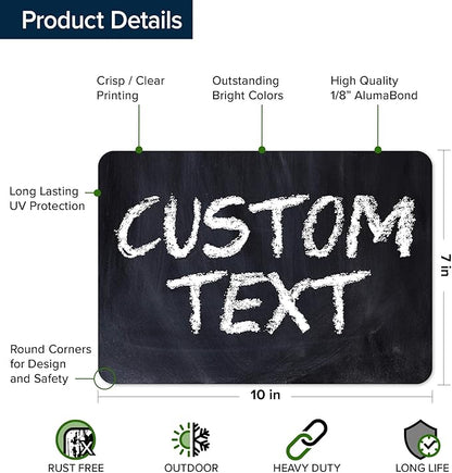 Custom Sign, Custom Street Sign, 11 Font Colors, 13 Font Styles, 4 Hole Options, 22 Sizes, 7x10 Inches, Rust Free DiBound, Fade Resistant, Made in USA by My Sign Center (Chalkboard Black)