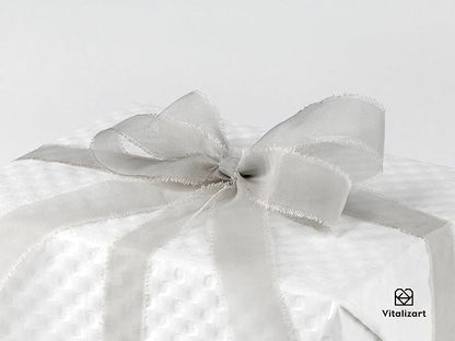 Vitalizart Organza Ribbon Frayed Sheer Organza White Pink Grey Set 3/8" Silk Like Ribbons for Valentines Day Gift Wrapping Craft Flower Bouquet Wedding Invitations Mesh Fabric 15 Yards