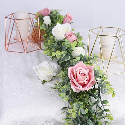 Lvydec 6 Pack Artificial Eucalyptus Garland, Fake Eucalyptus Greenery Garland Wedding Backdrop Arch Wall Decor, 6 Feet/Strand Fake Hanging Plant for Table Festival Party Decoration