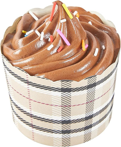 Panificio 6 Ounce Cupcake Wrappers, 200 Scalloped Baking Cups - Oven-Ready, Greaseproof, Plaid Paper Cupcake Liners, Disposable, For Birthdays, Baby Showers, Or Weddings - Restaurantware