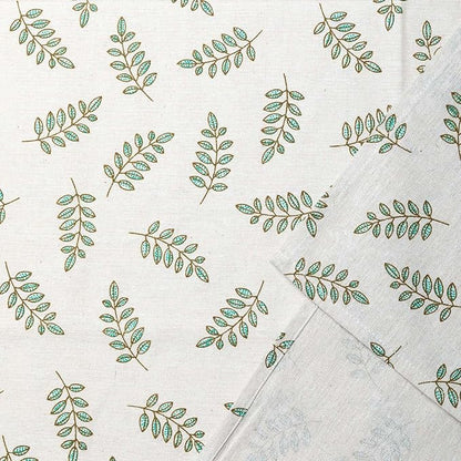 Pastoral Round Tablecloth - 60 Inch Dia. - Beige Linen Table Cloth - Washable Table Cover with Dust-Proof Wrinkle Resistant for Restaurant, Picnic, Bistro, Indoor and Outdoor Dining, Green Leaf
