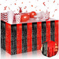 3 Pack 29 x108 Inch Black Red Foil Fringe Table Skirts Metallic Banner for Tinsel Streamer Garland Backdrop for Parade Floats Wedding Thanksgiving Birthday Christmas New Year Party Decoration