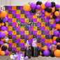 24PCS Black Orange Purple Shimmer Wall Backdrop, Halloween Square Sequin Photo Backdrops Panel, Glitter Wall Background for Birthdays, Weddings, Halloween Party Decor (4FTx6FT)