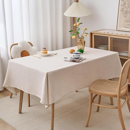 NLMUVW Rectangle Linen Tablecloth 84 Inch, Farmhouse Table Cloth Textured Rustic Water Resistant Table Cover for Kitchen Dining Party Coffee, 54 X 84 Inch