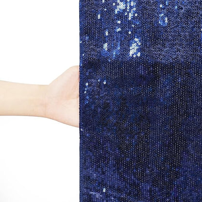 Poise3EHome 6Ft x 8Ft Navy Blue Sequin Backdrop Curtain, Glitter Thick Satin Sequin Background Drapes, Sparkly Backdrop for Weddings, Parties, Xmas, Thanksgiving Decor