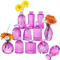 12PCS Hot Pink Vase for Flowers, Small Glass Bud Vases for Centerpieces Purple Flower Vase in Bulk for Home Office Decor