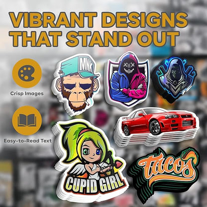 VulgrCo Custom Design Your Own Personalized Labels Stickers Decals Text Name Image Photo 120 Pack - Waterproof, Dishwasher Safe, Fade Resistant, UV Protected, Heat and Cold Resistant