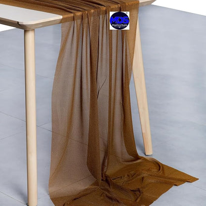 MDS 25 Pack 10ft Chiffon Table Runner 29 x 120 Inches Sheer Wedding Runner Romantic Rustic Table Runner for Wedding Decorations, Birthday Parties, Bridal Shower Party Arch Decor - Mocha