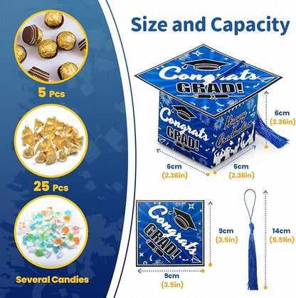 COTOPHER 36 Pack Mini Graduation Cap Gift Boxes, Class of 2025 Graduation Candy Boxes with Tassel, Small Treat Chocolate Box Centerpieces for Tables Party Decorations Graduate Favors Supplies