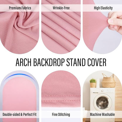 LEBENGURU Upgraded 6FT Wedding Arch Cover, Dusty Pink Spandex Fitted Arch Backdrop Cover, Round Top Chiara Stand Covers for Birthday Party Baby Shower Banquet Balloon Décor