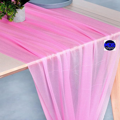 MDS Halloween Chiffon Table Runner - 12 Pack, 29 x 170 Inches, 14ft Each - Sheer Spooky Table Runners for Haunted House Parties, Trick-or-Treat Tables, Witchy Décor, Wedding & Events - Bubblegum Pink