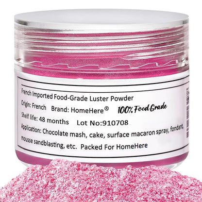 HomeHere Edible Luster Dust Food-Grade Glimmer Powder Glitter for Cake Decorating 7g, Edible Sprinkle Glitter for Cocktails Drinks Baking Candy Dessert Chocolate Vegan Tasteless, Vibrant Pink