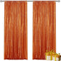 Orange Sequin Backdrop Curtain 2 Pieces 2FTx8FT Glitter Photography Backdrop for Party Wedding Birthday Christmas Decorations