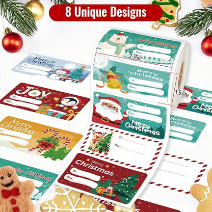 500 PCS Christmas Gift Tags Christmas Santa Claus Stickers Self Adhesive Cartoon Christmas Tag Christmas Festival Holiday Decor（New）