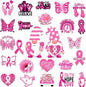 Xuhal 25 Pcs Breast Cancer Awareness Magnets Decoration Pink Gnome Ribbon Butterfly Flower Love Decorative Fridge Magnetic Stickers for Mailbox Car Metal Garage Door Decoration
