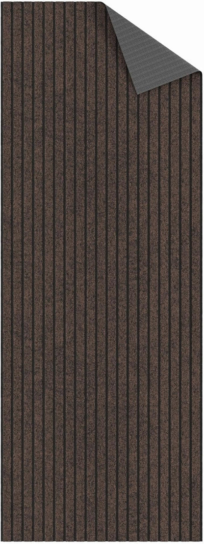 Ottomanson 2'7" x 12' Hallway Runner with Scraper Pile - Extra Durable Non-Slip Rug Mat for Indoor & Outdoor Use - Ideal for Kitchen, Entryway & Garage - High-Traffic Carpet, Brown