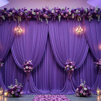 8 Panels Purple Backdrop Curtains for Party Background, Wrinkle Free Purple Photo Backdrop Drapes Back Drop Cloth for Wedding Birthday Photography Baby Shower Decor, 40ftx10ft