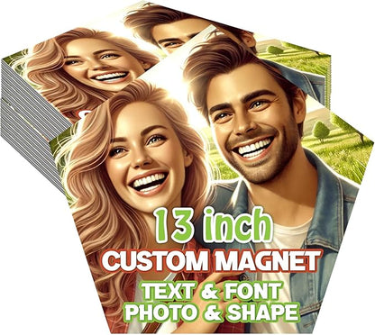 KETABAO – 13" Create Your Own Custom Refrigerator and Car Pentagon Photo Magnets - Personalized Decorative Magnetic Frames