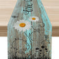 Daisy Floral Table Runner, Farmhouse Spring Seasonal Summer Teal Green White Flower Rustic Abstract Table Center Decor for Home Kitchen Dining Holiday Party Indoor Table Decorations, 13"x72" Inch