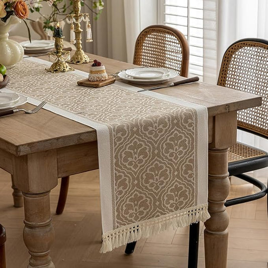 Table Runners 63 Inches,Waterproof Boho Table Runner with Tassel Fringe,Table Runner for Party Coffee Table