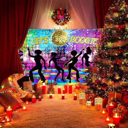 Disco Backdrop 7X5ft Retro Glow Party 70s 80s 90s Theme Stage Dance Background Disco Party Decoration Disco Ball Banner Dance Backdrop for Birthday Party Prom Portrait Photo Props Polyester, Multi