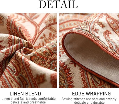 ISAENNE Designer Elegant Red Linen Table Runner 71 Inches Long,Vintage Paisley Pattern Durable Table Runners for Dining Tables,Thanksgiving,Kitchen Tables,Christmas,12"*71"-Chauffrey A