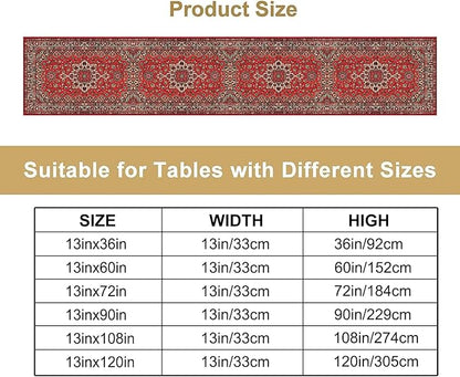 Vintage Boho Floral Table Runner, Rustic Country Farmhouse Red Black Retro Flower Pattern for Home Kitchen Table Decor Dining Coffee Room Party Decor 13x36in