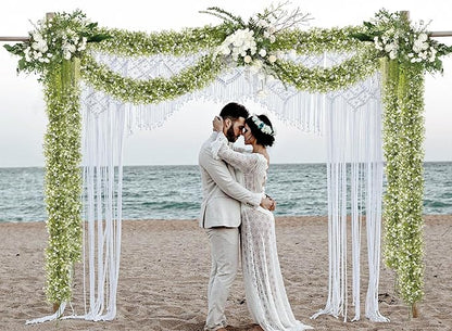 2 Pcs 5.8ft Artificial Baby Breath Flower Vines, Babys Breath Artificial Flowers Real Touch Faux Gypsophila Hanging Fake Baby's Breath Garlands for Wedding and Baby Shower Decor（White）