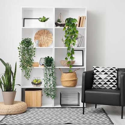 3 Pack Small Fake Hanging Plants, Artificial Eucalyptus, Pothos & Mandala Vines with Plastic Pot for Indoor Home Decor, Wall, Office, Bathroom, Kitchen, Shelf, Farmhouse Room Decoration