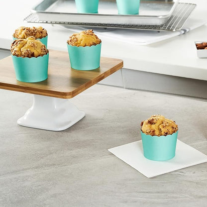 Panificio 3 Ounce Cupcake Wrappers, 200 Scalloped Baking Cups - Oven-Ready, Greaseproof, Turquoise Paper Cupcake Liners, Disposable, For Birthdays, Baby Showers, Or Weddings - Restaurantware