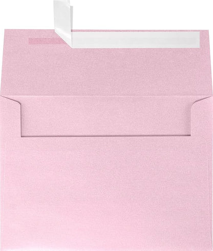 LUXPaper A7 Invitation Envelopes | Peel & Press | 5 1/4" x 7 1/4" | Rose Quartz Metallic | 80lb. Text | 500 Qty