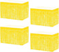 4P Wavy Metallic Tinsel Foil Fringe Table Skirts for Rectangle Tables Backdrop Garland Curtains for Parade Floats Wedding Birthday Parties Decoration Graduation 2025 Christmas (Makaron Yellow)