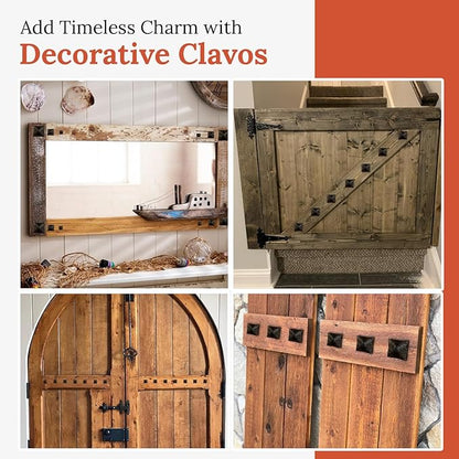 25 Pack 1" Square Head Iron Clavos Decorative Nails – Sealed Unfinished – Handmade Rustic Square Fasteners for Farmhouse Shutters, Barn Doors, Shutters, and Gates – Ornamental Wood Accent