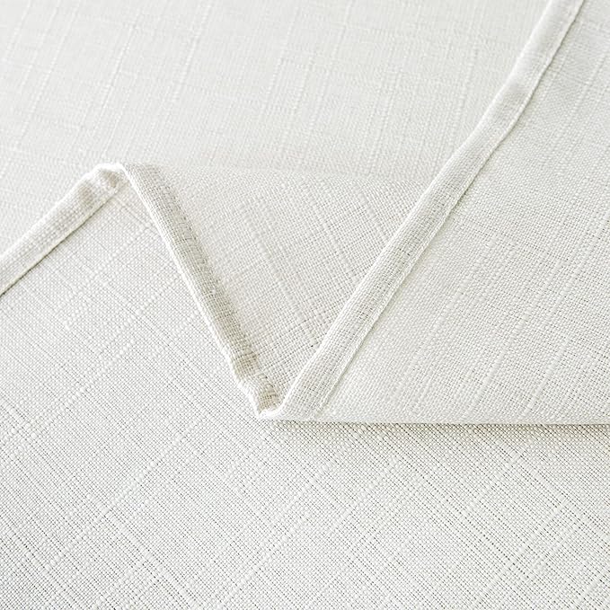 NLMUVW Square White Tablecloth 54 X 54 Inch - Linen Table Cloth Rustic Water Resistant Farmhouse Textured Table Cover for Cafe Dining Kitchen