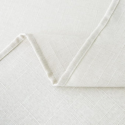 NLMUVW Square White Linen Tablecloth - Small Table Cloth Textured Rustic Farmhouse Table Cover for Cafe Dining Card Kitchen, 48 x 48 Inch