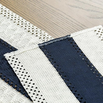 Artoid Mode Dark Blue Farmhouse Rustic Table Runner, Seasonal Holiday Hollow Kitchen Dining Table Decoration for Home Party Decor 12x36 Inch