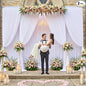 20×12ft White Wrinkle Free Backdrop Curtain for Wedding Parties, 4 Panels 5×12 ft Long Soft Silky Washable Polyester Photo Backdrop Drapes for Birthday Baby Shower Photography Background Cloth