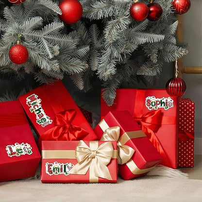 Personalized Christmas Stickers Custom Santa Claus Name Stickers Label for Gifts Box Package Envelope Seals Cards Christmas Gifts Tag for Family Kids A Sheet