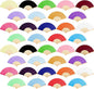 URATOT 36 Pieces Multicolor Folding Fans Silk Bamboo Folding Fans Handheld Fan for Wedding, Party Decoration